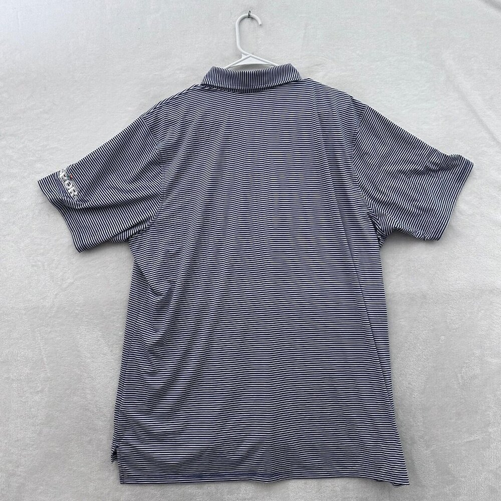 B Draddy Polo Shirt Mens XL Blue Stiped Golf Performance Sports Athletic SPDR - Picture 8 of 8